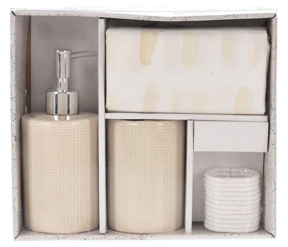 HOMESTYLING Koupelnové doplňky sada 3 ks béžová KO-CY2210590bezo - main (0)