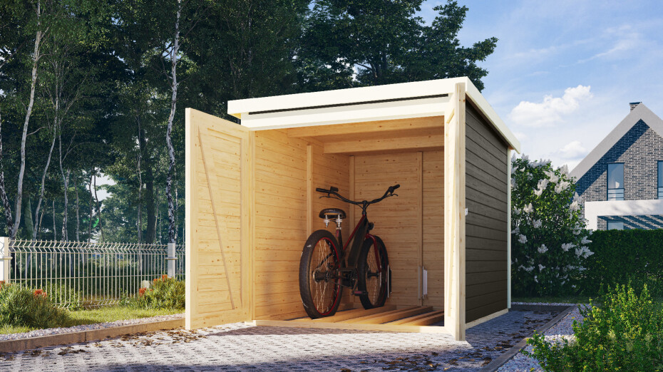 Dřevěná garáž KARIBU FAHRRADGARAGE (38646) šedá LG3040 - main (2)
