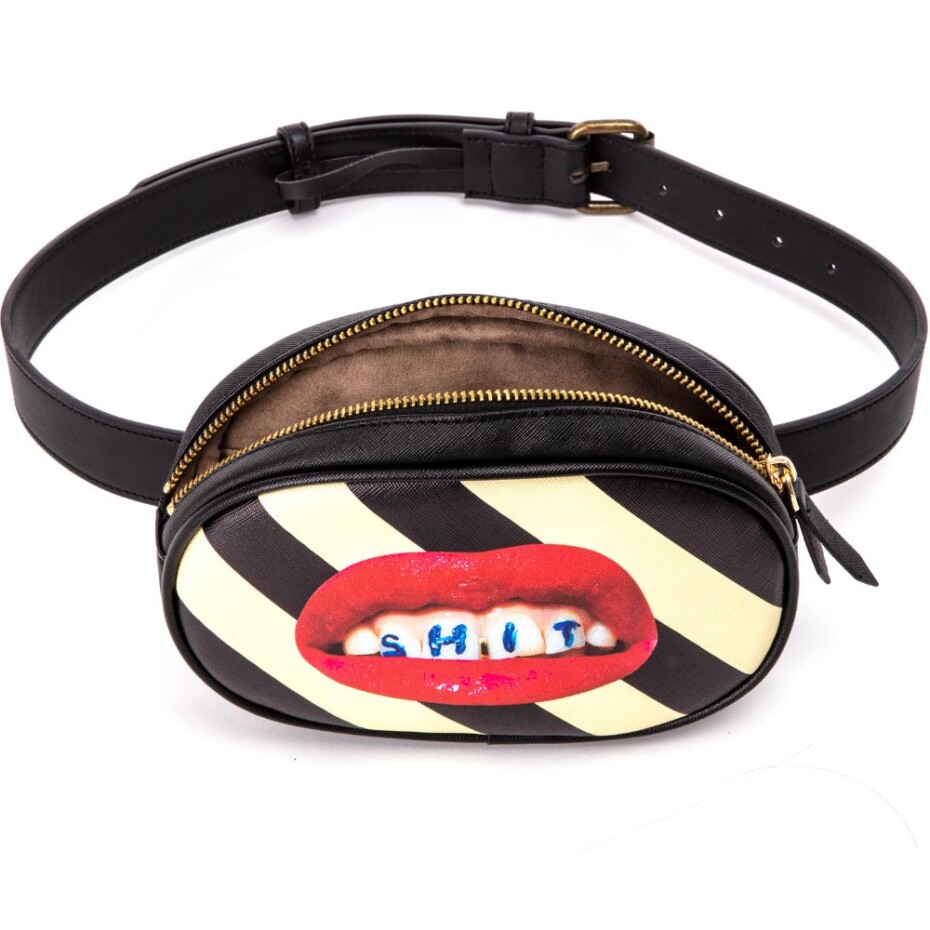 Opasek s taštičkou TOILETPAPER STRIPES SHIT 19 x 12 cm, černá, Seletti - main (2)
