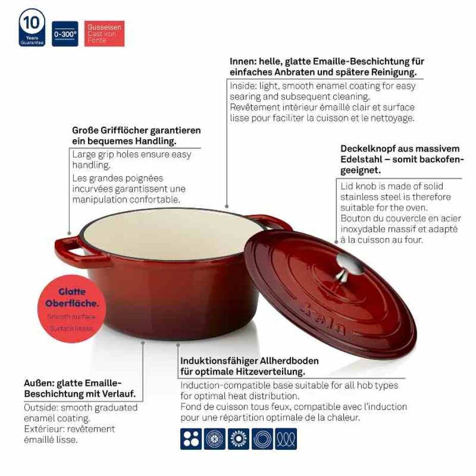 KELA Pekáč litinový s poklicí CALIDO 24 cm červená KL-11941 - main (5)