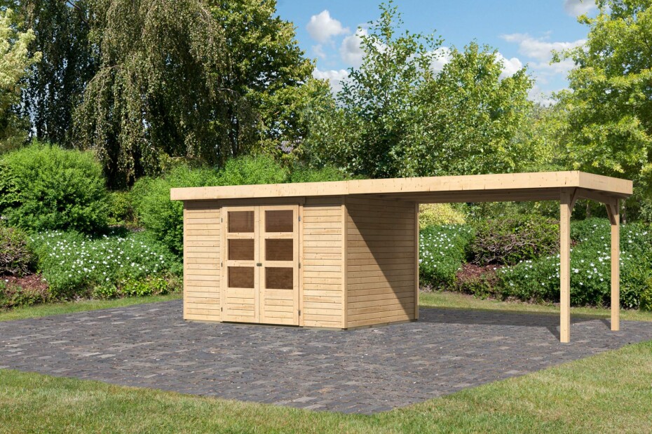Dřevěný domek KARIBU ASKOLA 4 + přístavek 280 cm (77733) natur LG1770 - main (2)