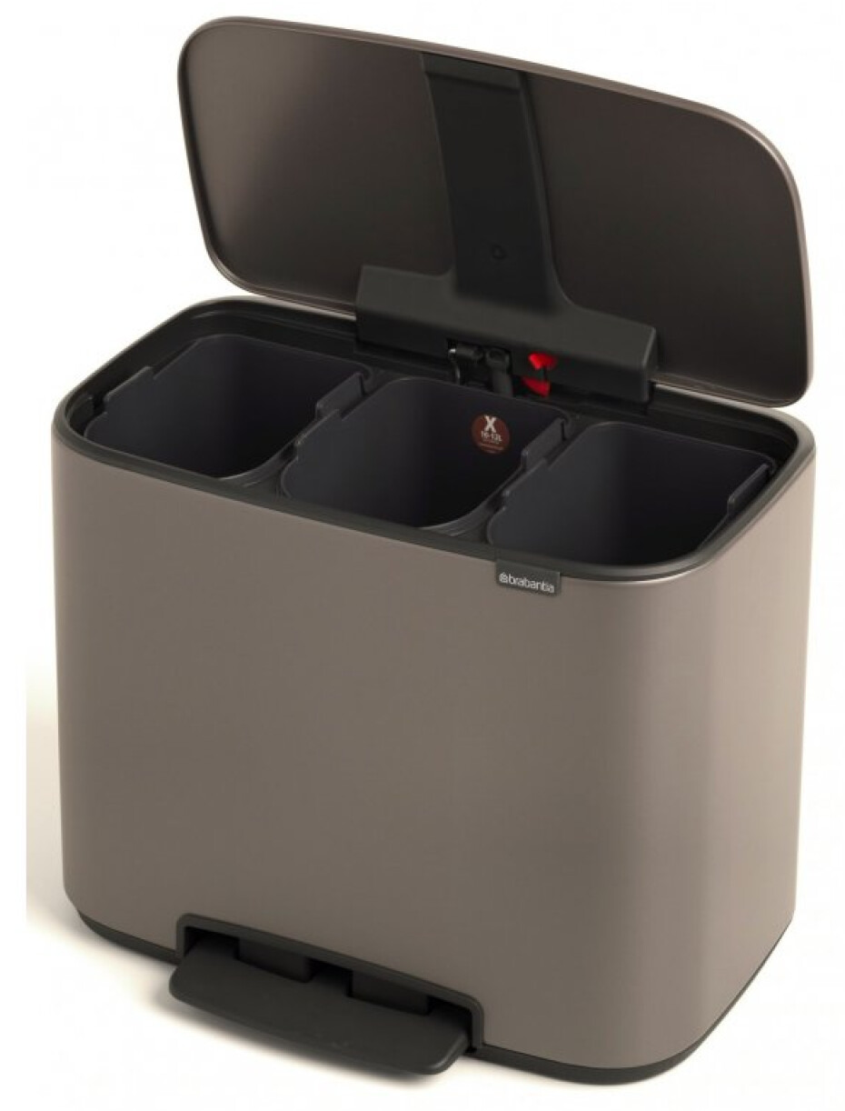 Pedálový odpadkový koš BO 3 x 11 l, platinová, Brabantia - main (1)