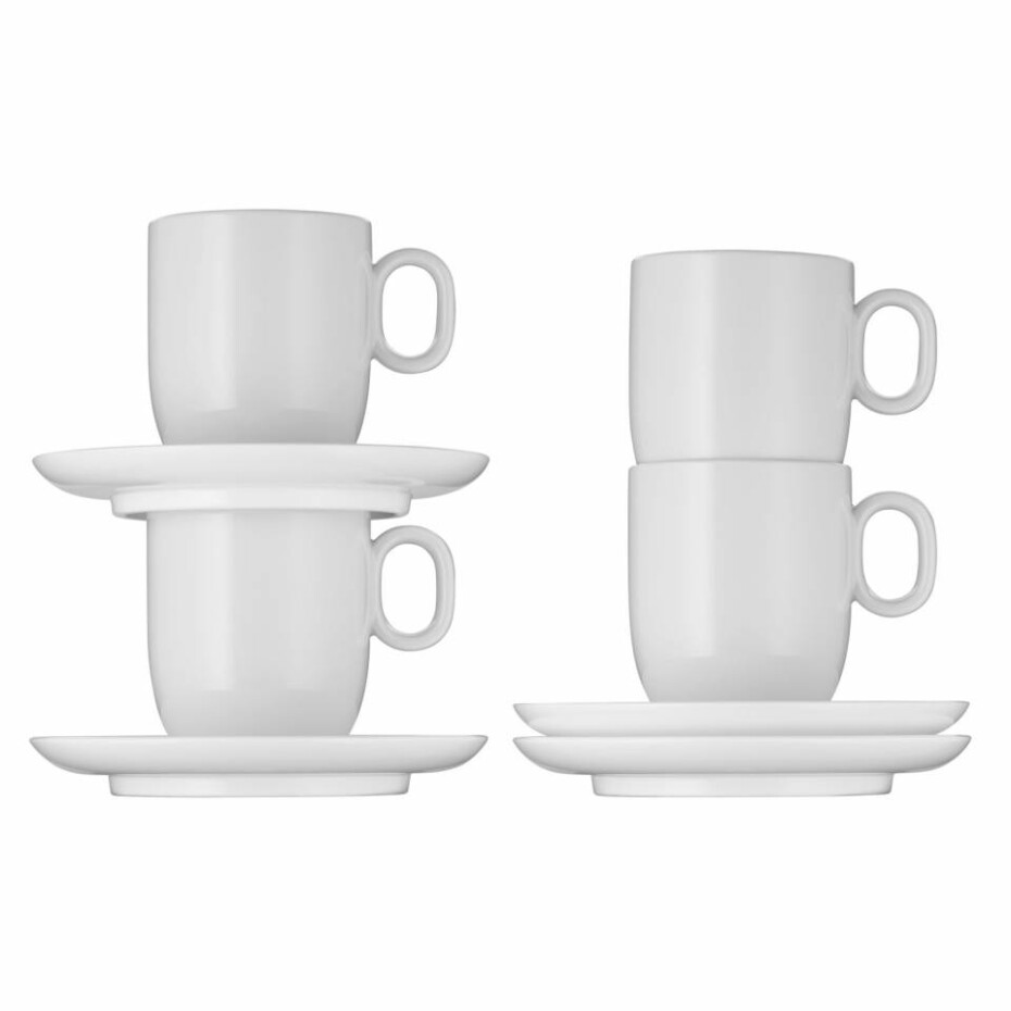 Šálek na kávu BARISTA, sada 2 ks, na café creme, s podšálkem, bílá, WMF - main (4)