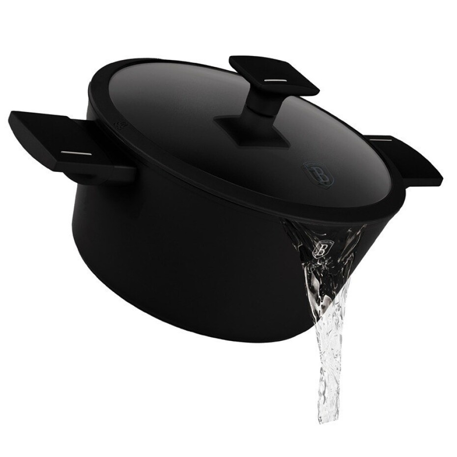 BERLINGERHAUS Kastrol s titanovým povrchem a poklicí 20 cm Matte Black Collection BH-8187 - main (2)