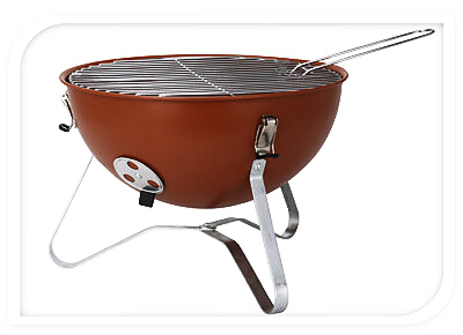 PROGARDEN Přenosný gril na dřevěné uhlí s víkem 37 cm cihlová KO-C83000420 - main (1)