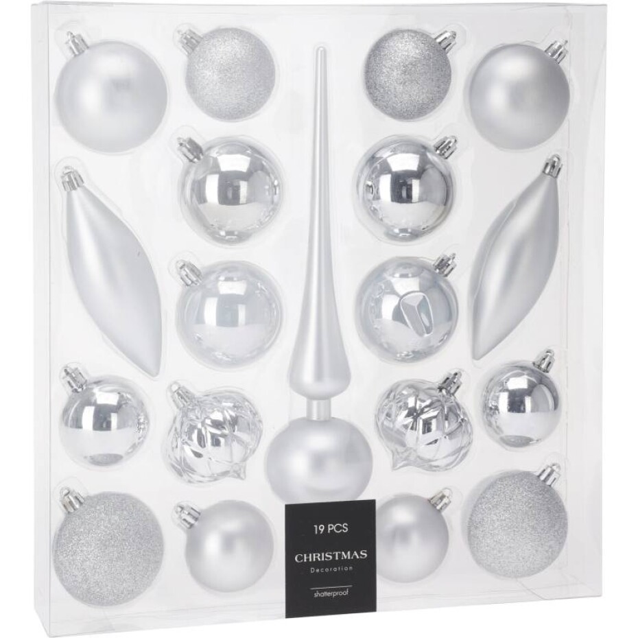 HOMESTYLING Vánoční ozdoby sada 19 ks stříbrná KO-CAN305210 - main (0)