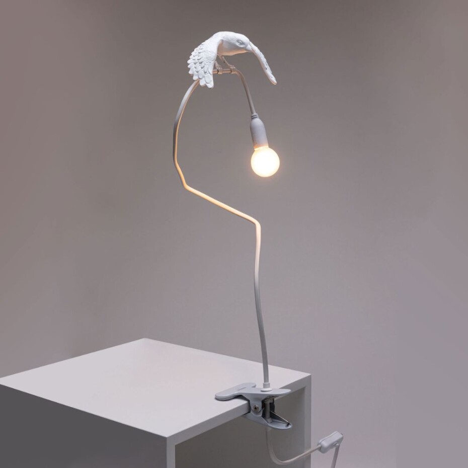 Stolní lampa SPARROW TAKING OFF 100 cm, s klipem, bílá, Seletti - main (1)