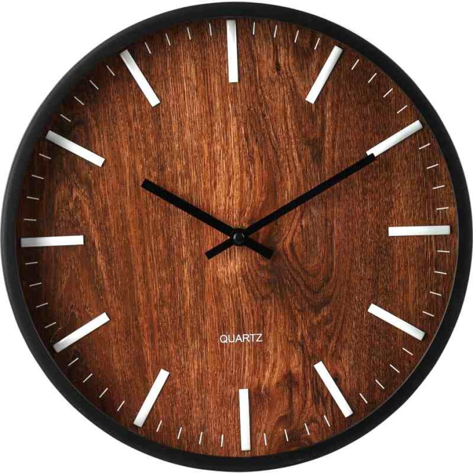 SEGNALE Nástěnné hodiny 30 cm tmavé dřevo KO-837362320 - main (0)