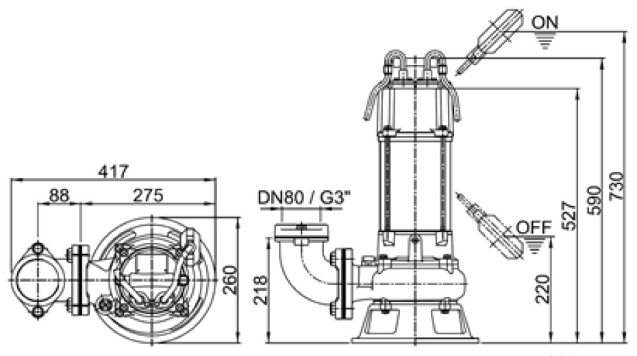 Kalové čerpadlo HCP BF‐32APNF 400V s plovákem - main (2)