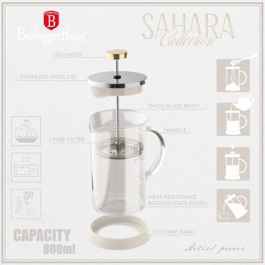 BERLINGERHAUS Konvice na čaj a kávu French press 800 ml Sahara Collection BH-8587 - main (7)