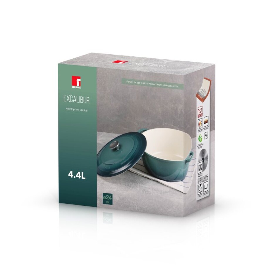 BERGNER Kastrol s keramickým povrchem a poklicí 24 cm Excalibur BG-36101-GR - main (6)