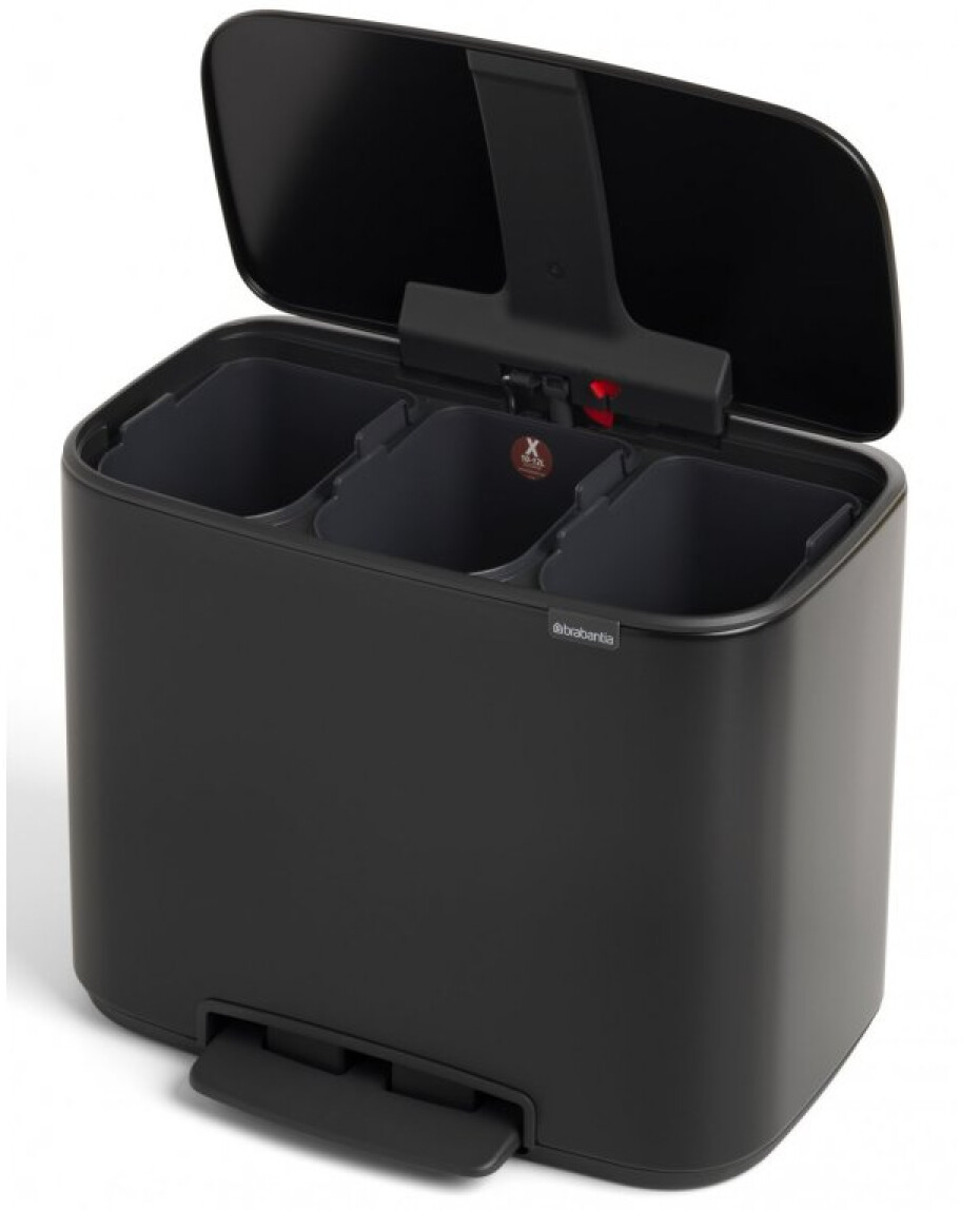 Pedálový odpadkový koš BO 3 x 11 l, černá, Brabantia - main (1)