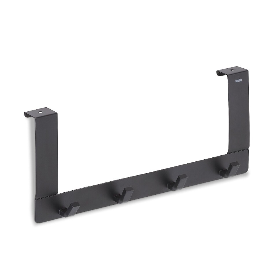 KELA Dveřní věšák 4 háčky Colgar kovový černý 30,0x13,0x2,5cm KL-22241 - main (0)