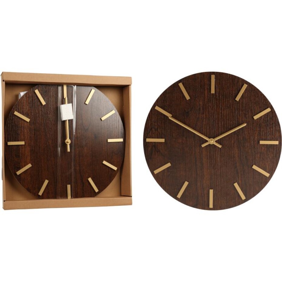SEGNALE Hodiny nástěnné 40 cm dekor dřevo tmavě hnědé KO-Y36300180 - main (2)