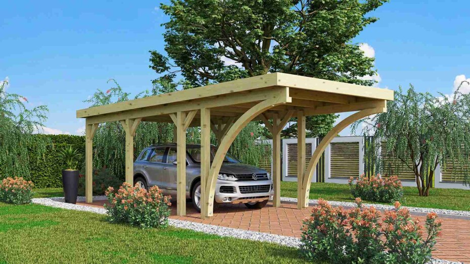 Carport KARIBU CLASSIC 2C 61969 ocelové střešní plechy LG3356 - main (0)
