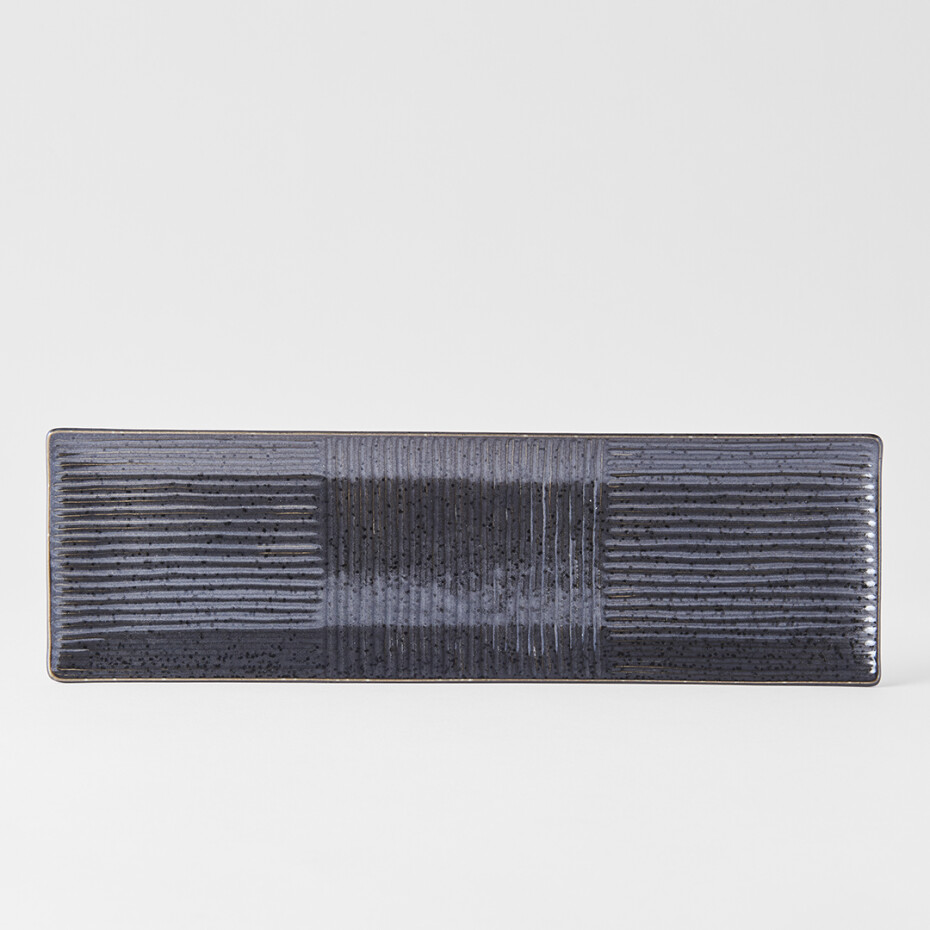 Talíř na sushi a sashimi LINES 33 x 10 cm, černá, MIJ - main (2)