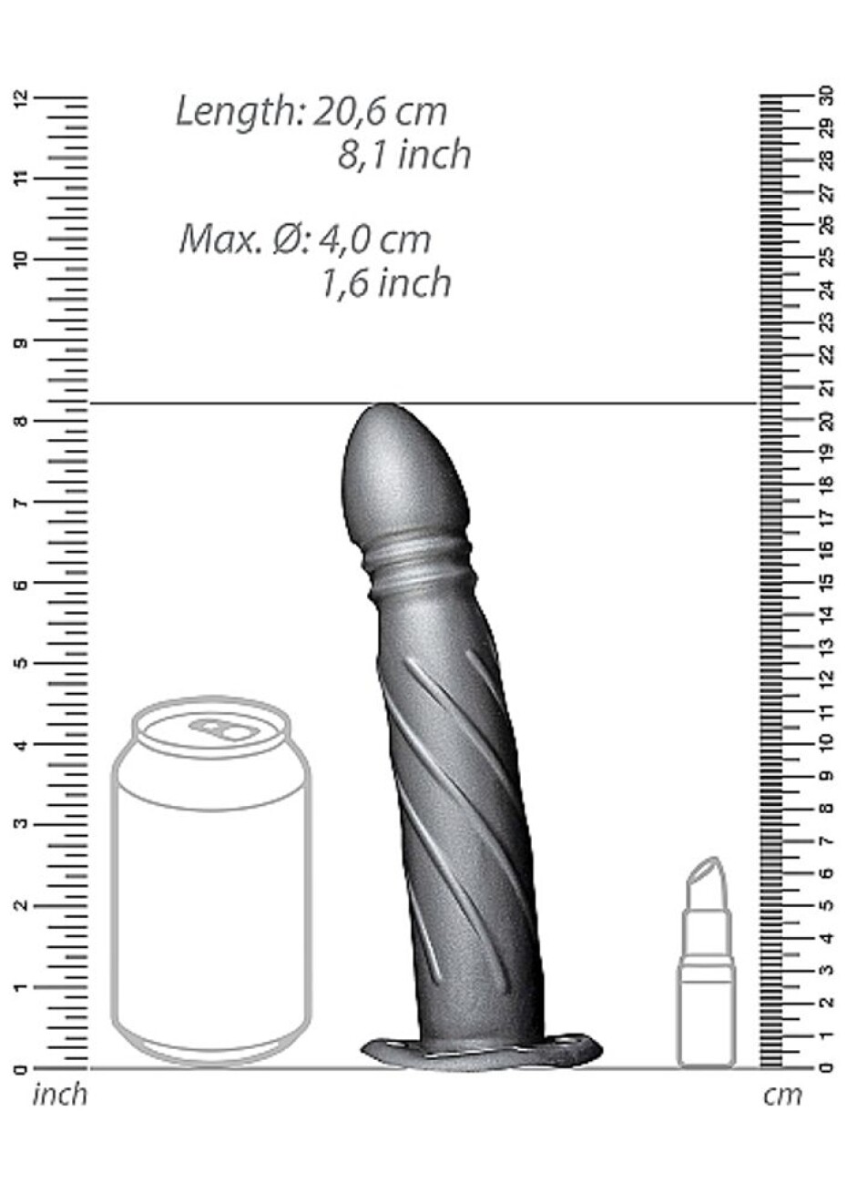 Ouch! Twisted Hollow Strap-on 8" 20cm Gunmetal - main (9)
