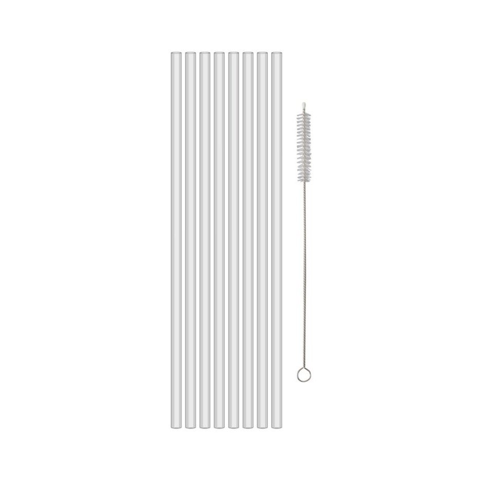 Brčko CHEERS STRAWS 27 cm, sada 8 ks, s kartáčkem, křišťálově čirá, Koziol - main (0)
