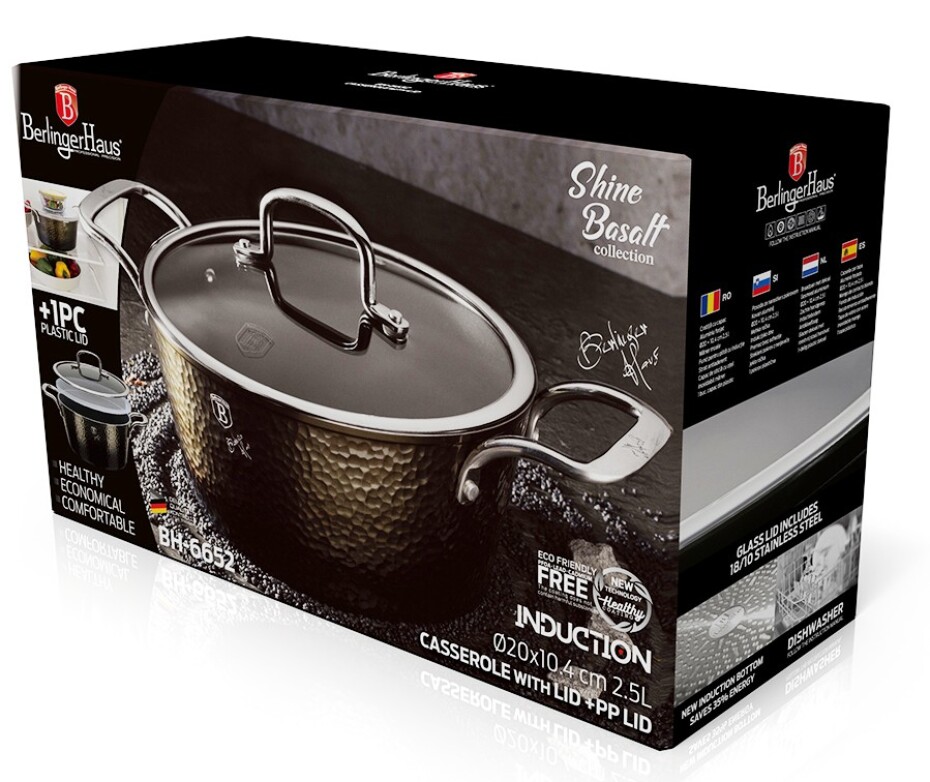 BERLINGERHAUS Kastrol s poklicí s titanovým povrchem 20 cm Shine Basalt Collection BH-6652 - main (5)
