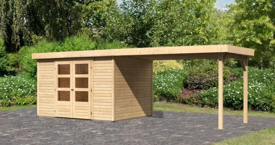 Dřevěný domek KARIBU ASKOLA 5 + přístavek 280 cm (77736) natur LG3196 - main (2)