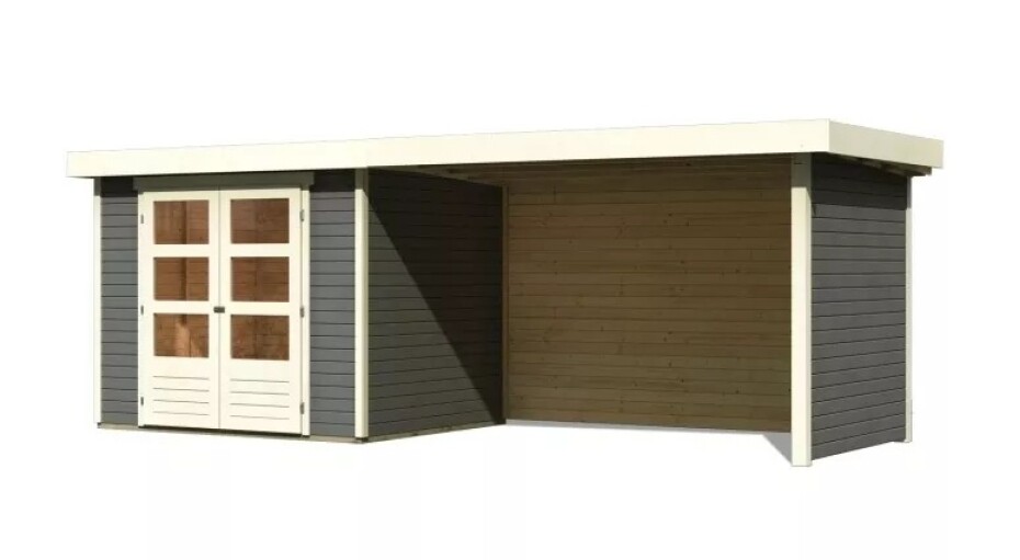 Dřevěný domek KARIBU ASKOLA 3 + přístavek 280 cm včetně zadní a boční stěny (82925) šedý LG3241 - main (0)