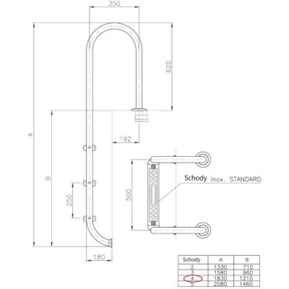 Planet Pool bazénové schůdky (ÚZKÉ) pro zapuštěné bazény s hl. 150 cm - main (2)