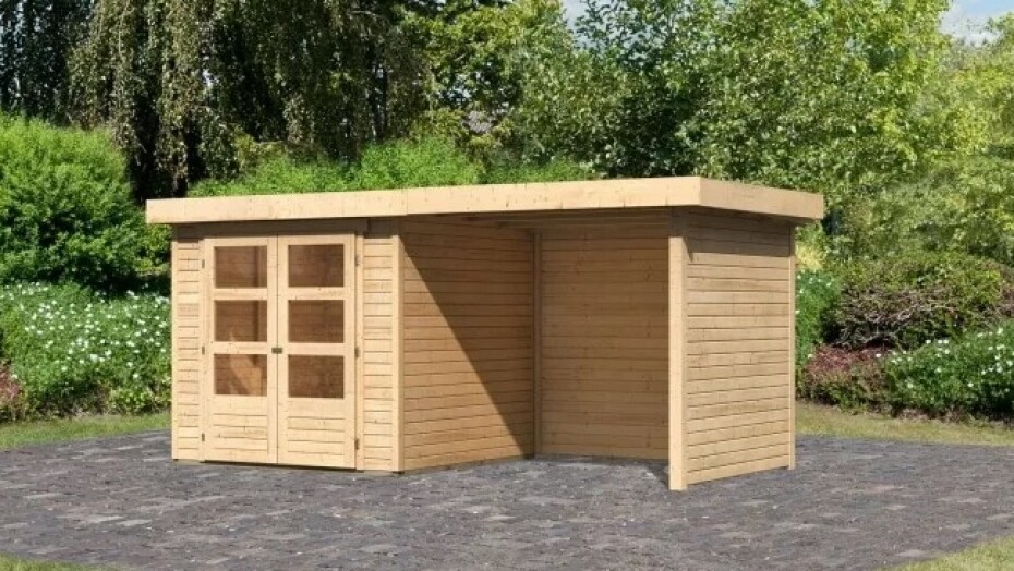 Dřevěný domek KARIBU ASKOLA 2 + přístavek 240 cm včetně zadní a boční stěny (77722) natur LG3213 - main (2)