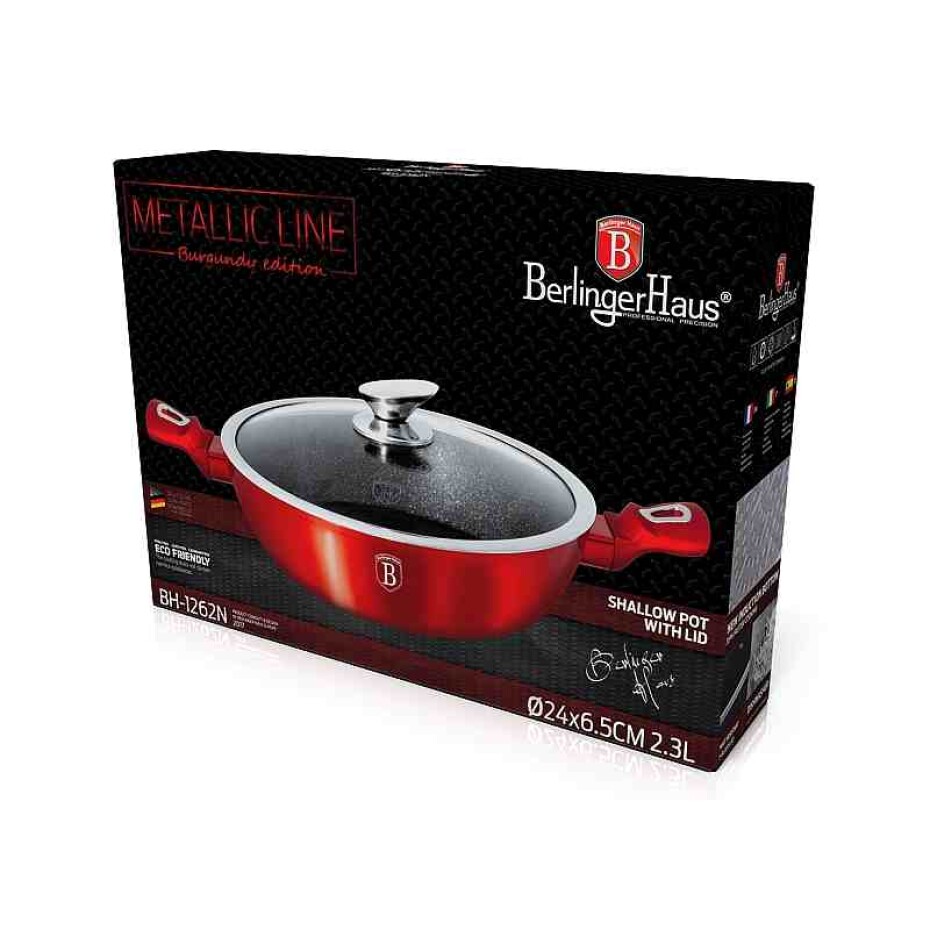 BERLINGERHAUS Pekáč kulatý s mramorovým povrchem a poklicí  24 cm Burgundy Metallic Line BH-1262 - main (8)