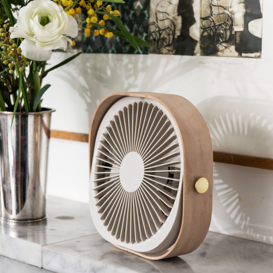 Stolní ventilátor FANTASTIC 20 cm, béžová, dřevo, Printworks - main (3)