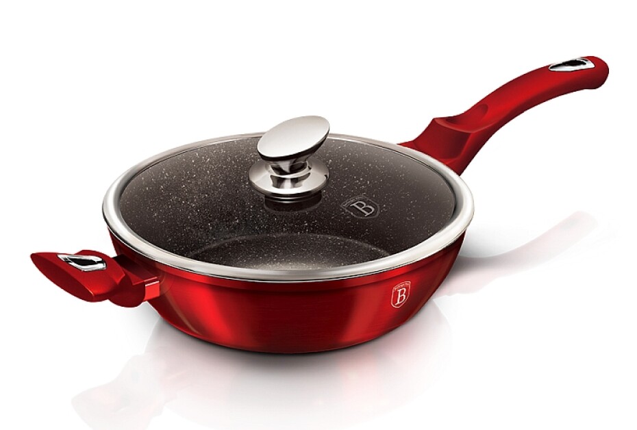 BERLINGERHAUS Pánev hluboká s mramorovým povrchem a poklicí 32 cm Burgundy Metallic Line BH-1261 - main (3)