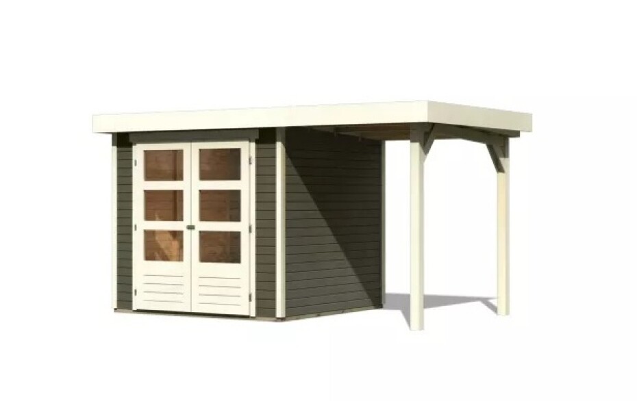 Dřevěný domek KARIBU ASKOLA 2 + přístavek 150 cm (23490) šedý LG3206 - main (0)
