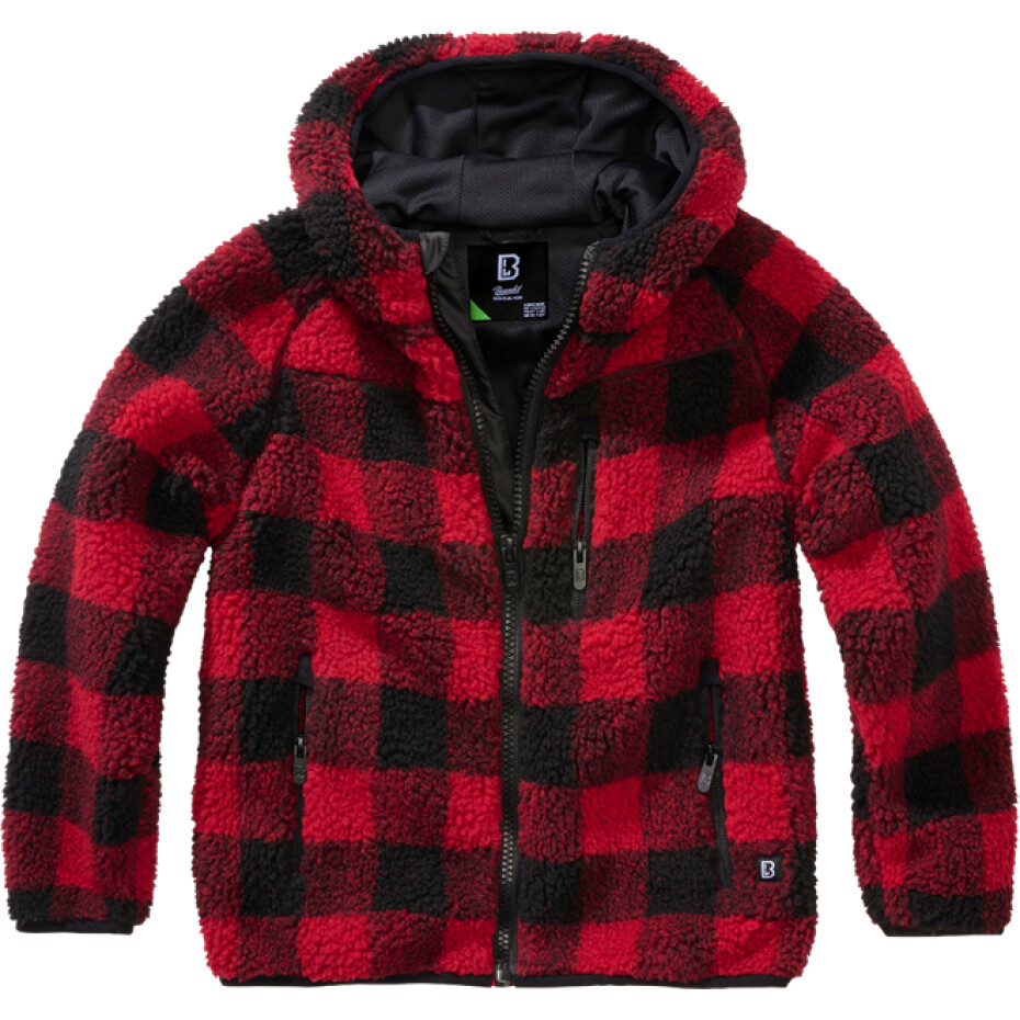 Brandit Bunda dětská Kids Teddyfleece Jacket Hooded červená | černá 146/152 - main (0)