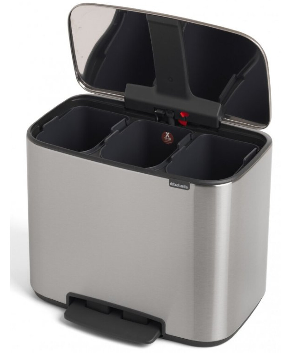 Pedálový odpadkový koš BO 3 x 11 l, matná ocelová, Brabantia - main (1)