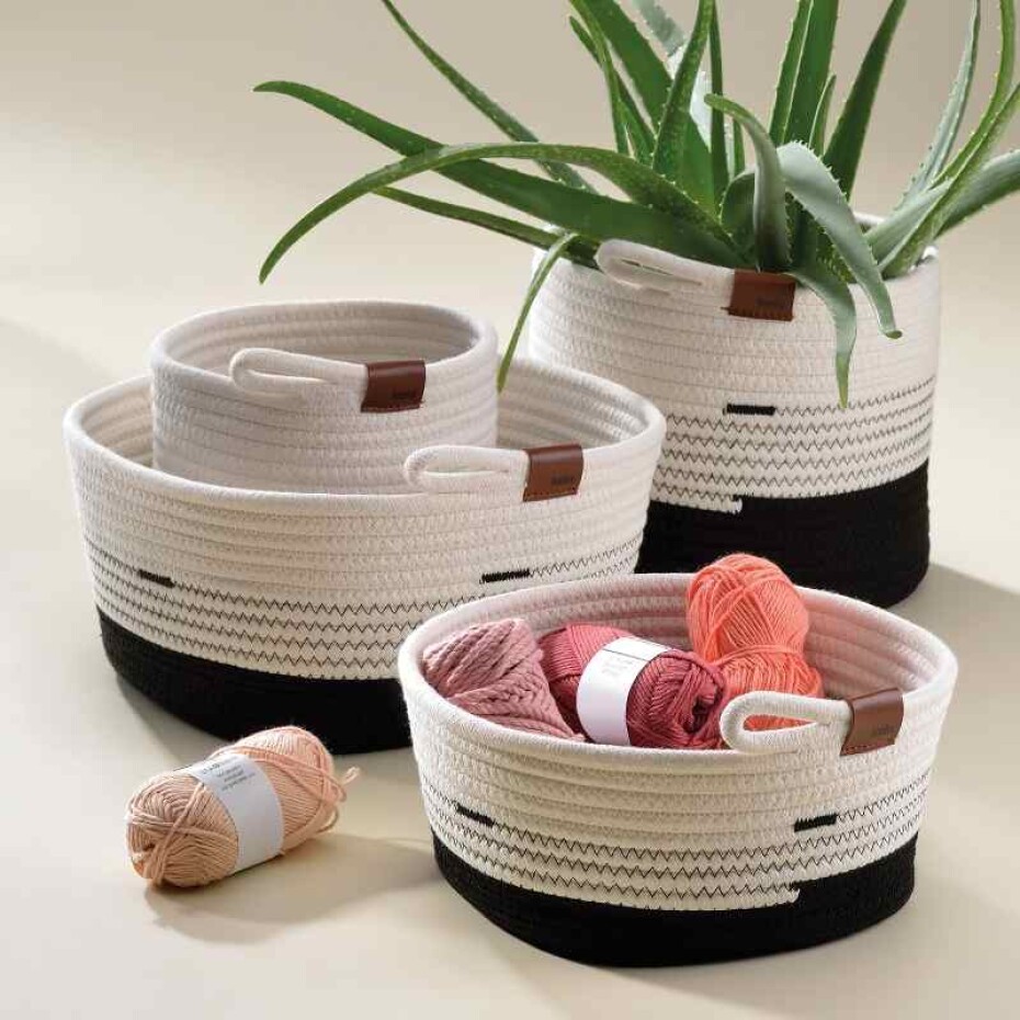 KELA Košík Hedda 23 cm směs bavlna/polyester bílo-černá KL-24456 - main (1)