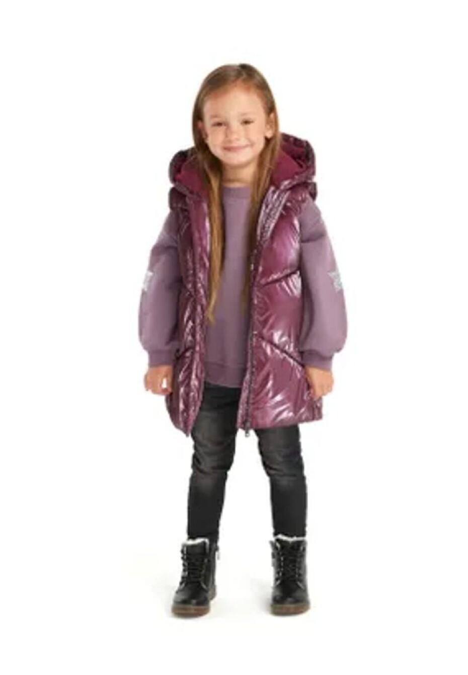 Vesta dívčí prošívaná Puffa s chlupatou podšívkou, Minoti, 16gilet 5, fialová - 92/98 | 2/3let - main (1)