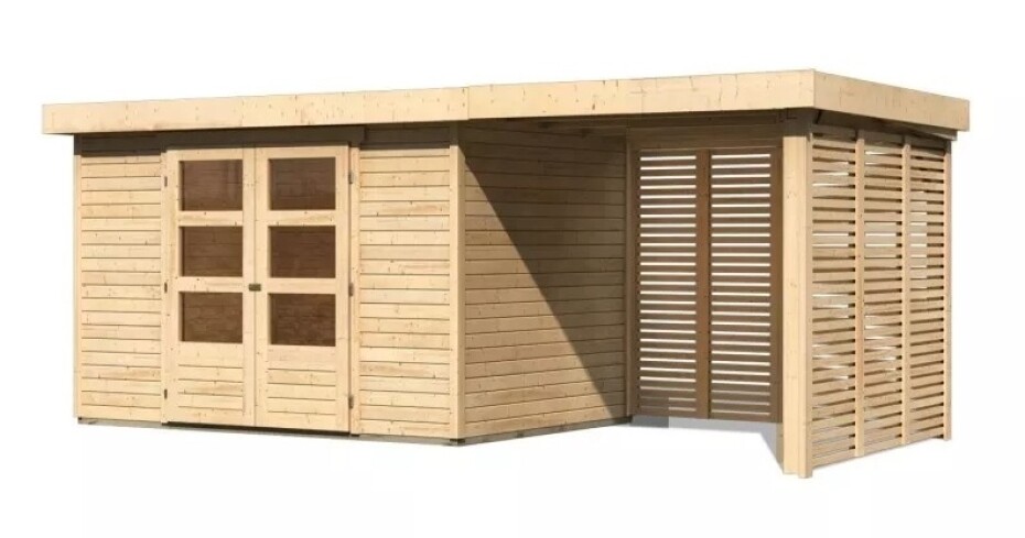 Dřevěný domek KARIBU ASKOLA 4 + přístavek 240 cm včetně zadní a boční stěny (9179) natur LG3264 - main (0)