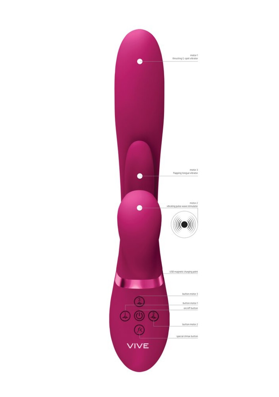 Vive Kura Thrusting G Spot with Flapping Tongue and Pulse Wave Stimulator Pink - main (5)