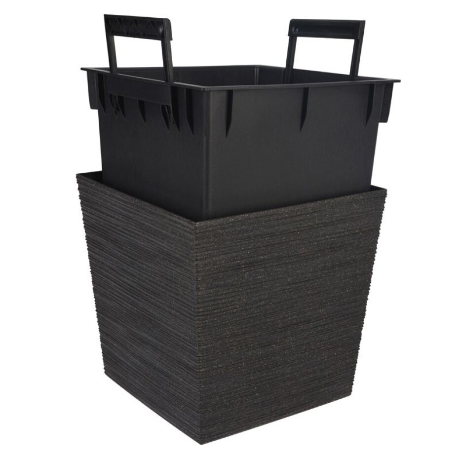 PROGARDEN Květináč s obalem čtvercový 24 cm černá KO-Y89300420 - main (0)