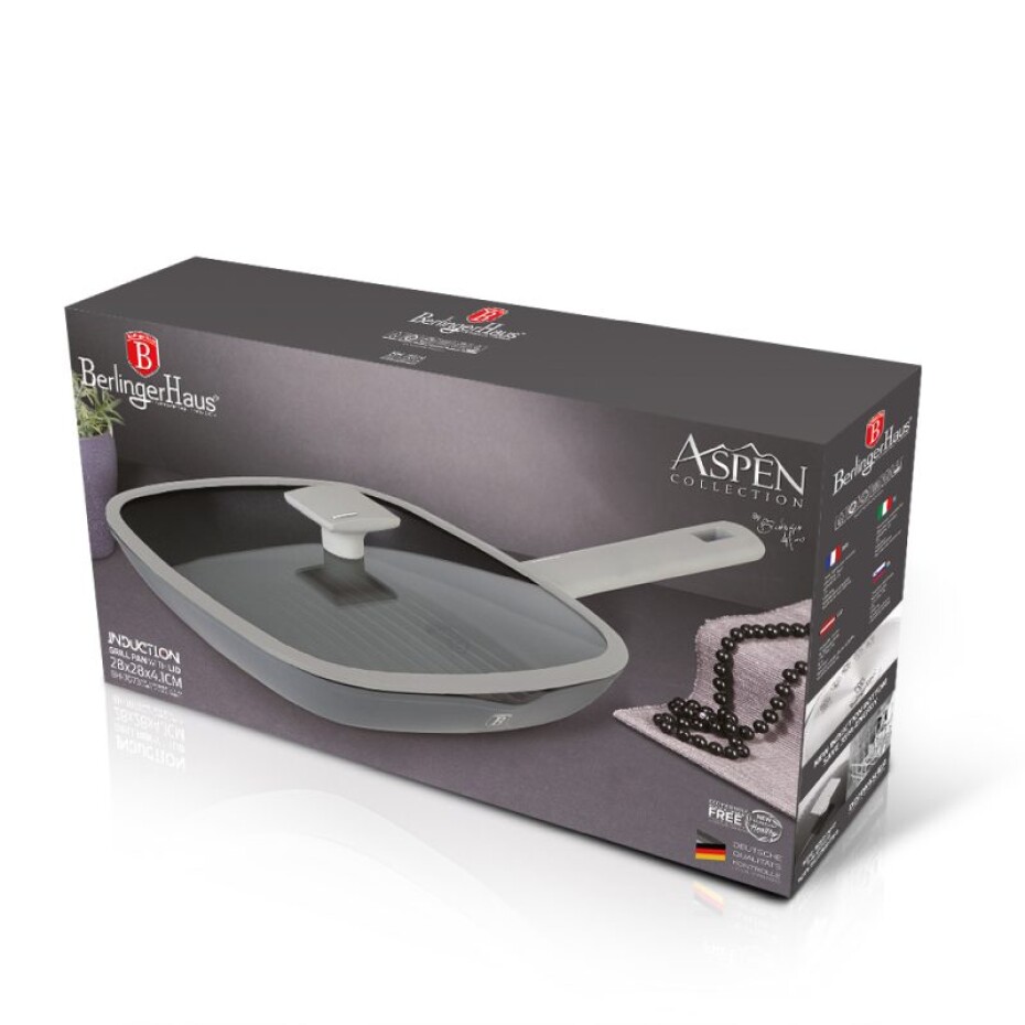 BERLINGERHAUS Pánev grilovací s poklicí s titanovým povrchem 28 cm Aspen Collection BH-7073 - main (1)