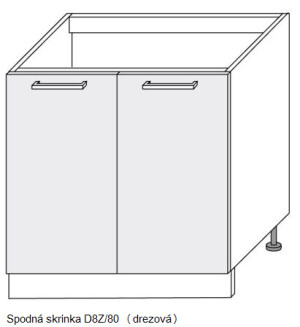 Product detail of ArtExt Kuchyňská linka Brerra - mat Kuchyně: Spodní skříňka dřezová D8Z/80/(ŠxVxH) 80 x 82 x 50 cm