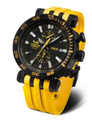 Product detail of Vostok Europe Energia Rocket Chrono Line VK61-575C589 - Žlutý silikonový řemínek