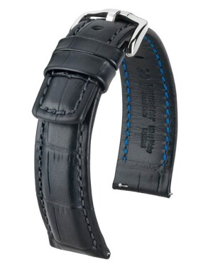 Product detail of Řemínek Hirsch Grand Duke - černý - 22 mm - L – Standardní délka (doporučujeme) - 20 mm - Stříbrná