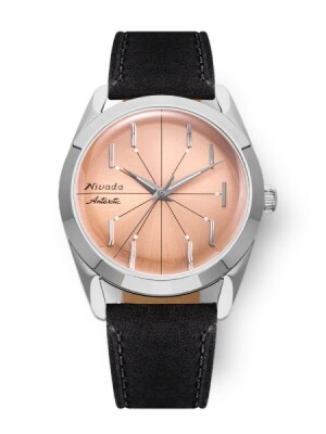 Product detail of Nivada Grenchen Antarctic Spider Salmon No Date - Black Leather