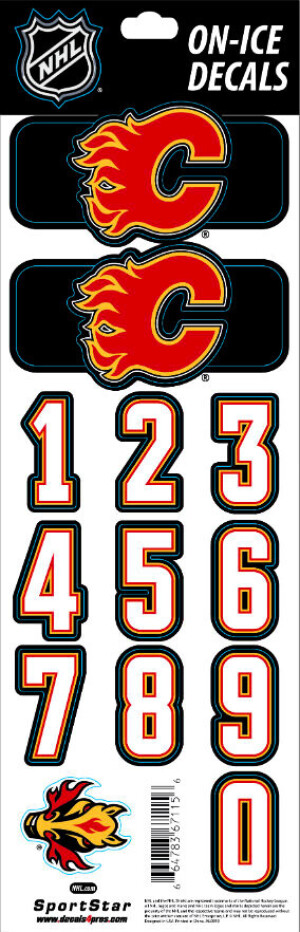 Product detail of Čísla na helmu Sportstape  ALL IN ONE HELMET DECALS - CALGARY FLAMES - DARK HELMET