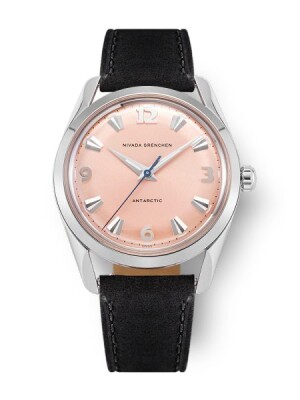 Product detail of Nivada Grenchen Antarctic 35 mm Salmon - Black Leather