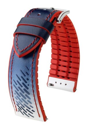 Product detail of Řemínek Hirsch Soccer - tmavě modrý - 22 mm - L – Standardní délka (doporučujeme) - 20 mm - Stříbrná