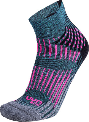 Product detail of Uyn Run Shockwave Socks Turquoise Melange Grey Pink