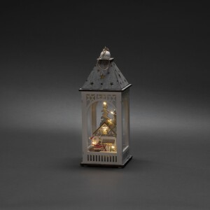 Product detail of Dřevěná LED lucerna DOMEK, bílá, 29 x 11 cm
