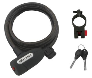 Product detail of Force Zámek LUX spirálový s držákem 150cm/10mm, černý