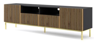 Product detail of ARTBm TV stolek RAVENNA F 2D2S 200 | černá matná / dub artisan Provedení: Černá matná / dub artisan / zlatá podnož